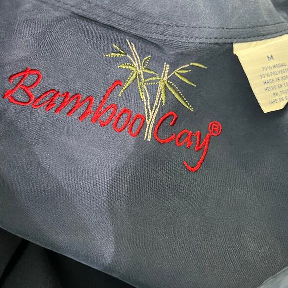 Bamboo Clay Hawaiian Camp Shirt Mens‎ Medium Blue Summer Beach Tropical Beach - Picture 5 of 9